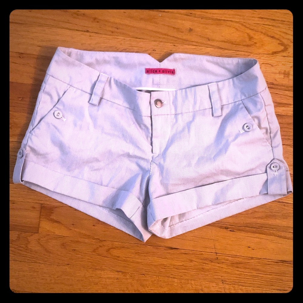 Alice + Olivia Cuffed Seersucker Shorts